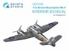 Quinta Studio QD72198 Bristol Beaufighter Mk.X 3D-Printed coloured Interior on decal paper (Hasegawa) 1/72